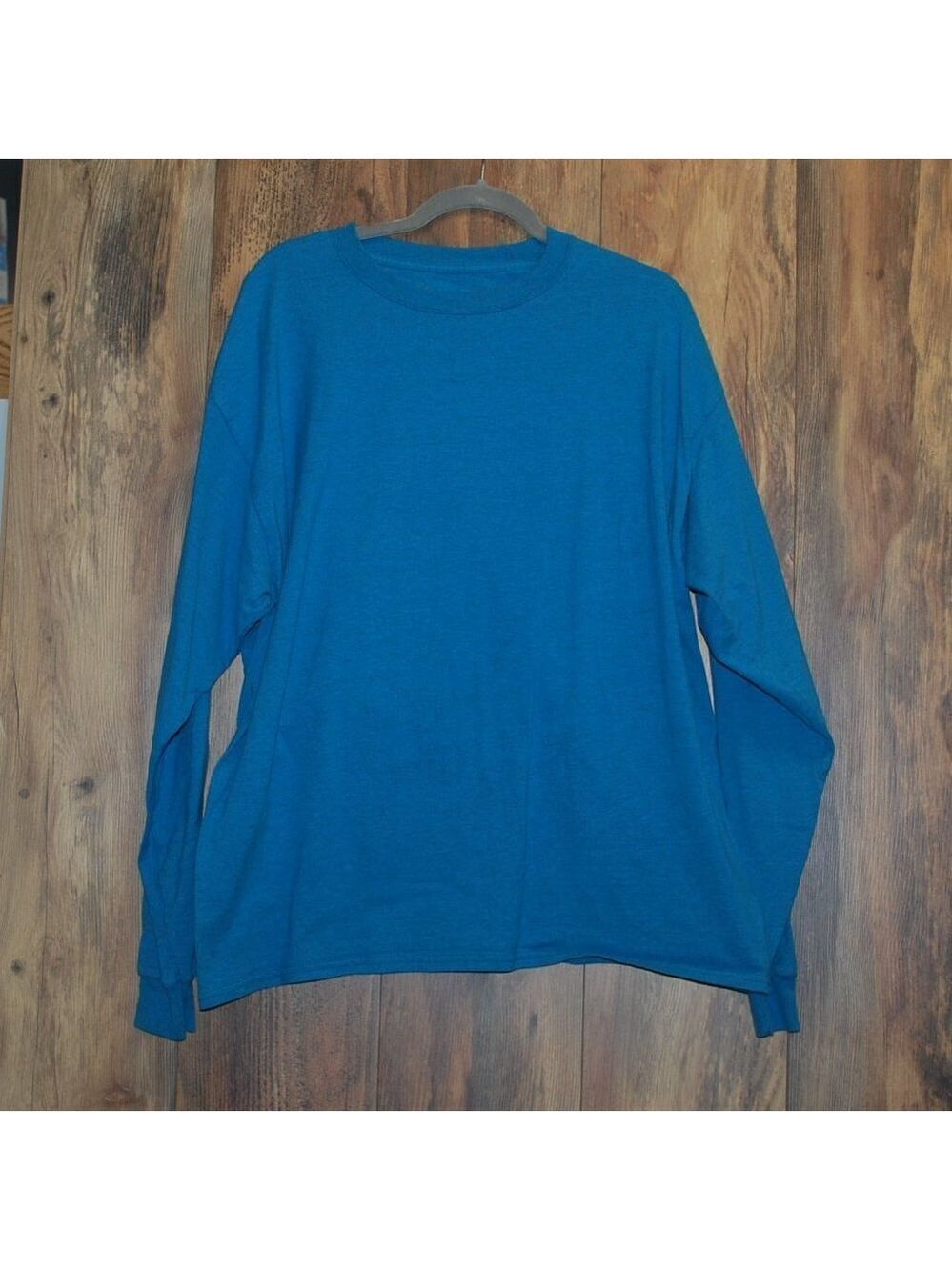 Hanes Beefy Long Sleeve Tee Men's Blue Soft XL